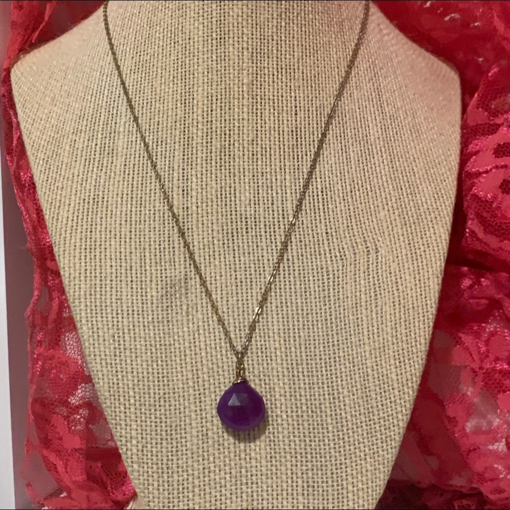 Purple crystal and gold necklace